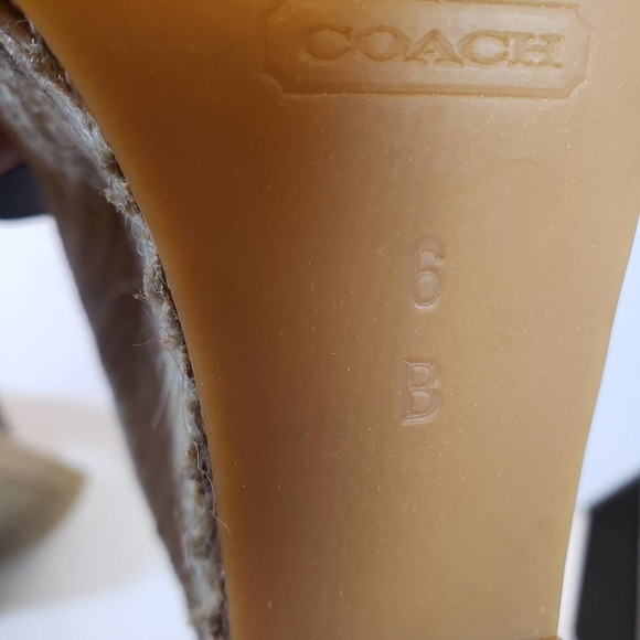 Vintage Coach Silver Pewter Rope Espadrille Platform Wedge Heel Sz 6 Logo - Picture 8 of 10